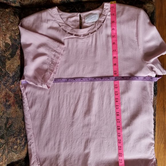 Rare, silk, vintage 90s, round neck, cut-out, dressy blouse, L, M, Zacks - Picture 3 of 6